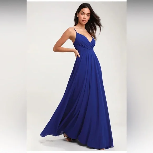 Lulus Royal Blue Maxi Dress - Bridesmaid, Wedding Guest, Formal Gown! - Picture 4 of 7